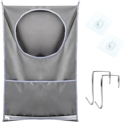 Dailygoods- Waszak Ruimtebesparend - Hangende Wasmand - Wasverzamelaar - 2 Zuighaken - 2 Roestvrijstalen Deurhaken - 50x77cm — thumbnail 1