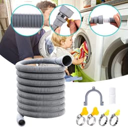 Dailygoods- Afvoerslang 5m - Flexibele/duurzame slang - Afvoerslang wasmachine - Afvoerslang vaatwasser - Afvoerslang droger - Antislip/afvoerhaak - Afvoerbuis — thumbnail 2