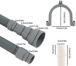 Universele afvoerslangverlenging – 1 m x 30 mm – Geschikt voor wasmachines en vaatwassers – Inclusief slangkoppeling & montageset – Grijs — thumbnail 2