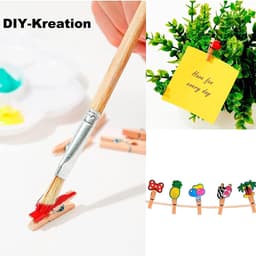 Dailygoods- Wasknijpers Houten - 160 Stuks - Kleine Clips 2.5/3/3.5cm - Jute Touw 10m - Spijkers - Creatieve Decoratie - Fotoclips — thumbnail 2