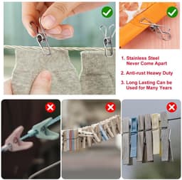 Dailygoods- Wasknijpers 100 Stuks - Roestvrij Staal - Sleutelringen 50 Stuks - UV-bestendig - Voor Kleding/Handdoeken - Verbeter je Levenskwaliteit - Klemmen — thumbnail 2