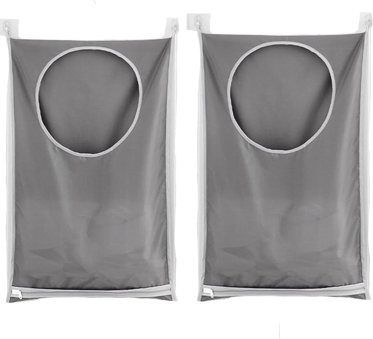 Dailygoods- Wasmand met Deksel - Wasmand 2 Vakken - Wasmand voor Deur - Waszak - Waterdichte Wasmand - Ruime Capaciteit 77x50 cm — afbeelding 1
