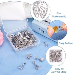 Dailygoods- Kraal 48 Stuks - Knijpsluiting - Hangers - Zilveren Connector - Sieraden Maken - Inclusief Opbergdoos - 8 Stijlen — thumbnail 2