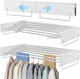 Dailygoods- Wasdroger Wandgemonteerd - Inklapbaar Droogrek - 100 cm Lange Staven - 6 Ophanglijnen - Ruimtebesparend - Robuust Roestvrij Staal — thumbnail 1