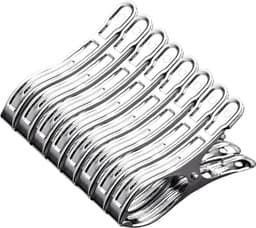 8pcs Grote Roestvrijstalen Kledingclips - Sterke Klemmen voor Strandlakens - Wasgoed - Beddengoed - Dikke Kleding - Duurzame Waslijnclips — thumbnail 1
