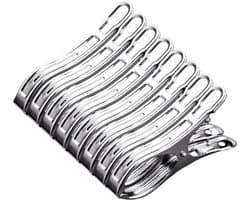 8pcs Grote Roestvrijstalen Kledingclips - Sterke Klemmen voor Strandlakens - Wasgoed - Beddengoed - Dikke Kleding - Duurzame Waslijnclips