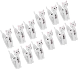 Katten Snack Clips - Wasknijpers Zaksealer - Voedsel Zakken Sluiten - Stevige Metalen Veer - 12 Stuks - Wit — thumbnail 1