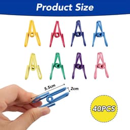 Kledinghangers Set - Wasknijpers Metaal - Was Drogen - Corrosiebestendig Metaal - 40 Stuks - Veelkleurig — thumbnail 3