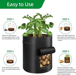 6 Pack 10 gallon aardappelkweekzakken met klepper, tuinplantzak met duurzaam handvat, verdikte niet-geweven stoffen potten voor tomaat, groenten en fruit (zwart en grijs) — thumbnail 3