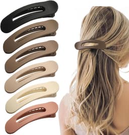 6 stuks platte klauwclips, grote platte haarclips voor vrouwen en meisjes, sterke grip, antislip haarklauwen voor dik dun haar (mat 5) — thumbnail 1