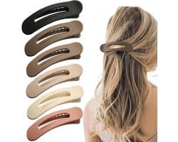 6 stuks platte klauwclips, grote platte haarclips voor vrouwen en meisjes, sterke grip, antislip haarklauwen voor dik dun haar (mat 5)