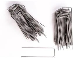 Grondankers Staal - Grondpennen Tuinmat - Onkruidmat Bevestigen - U-vormig Ontwerp - 100 stuks 25 cm - Zilver