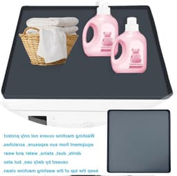 Verhoogde Koelkastmat 65 x 60 cm van Siliconen - Vloermat voor Koelkast, Wasmachine en Wijnkast, Lekbak en Vloerbescherming (Zwart) — thumbnail 4