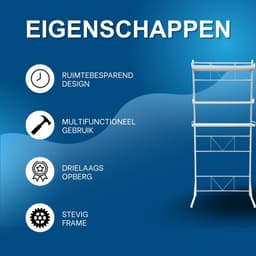 Wasmachine opbergplank – Voor badkamer en wasruimte – 3-laags multifunctioneel rek voor handdoeken en opslag – Wit — thumbnail 3