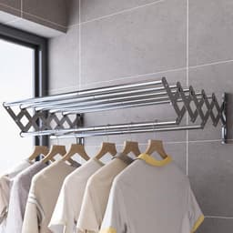 YOR® Wanddroogrek Inklapbaar - Wanddroogrek - Zilver - ‎80cm x 18cm x 10cm; 1.72 kg — thumbnail 2