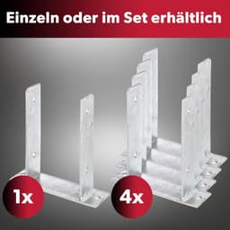 1x Siwitec U-paalanker voor inschroeven, vrije breedte 71 mm, hoogte 200 mm, U-profiel van thermisch verzinkt staal, U-hoekbeugel, grondanker, balkdrager, schroefanker — thumbnail 5
