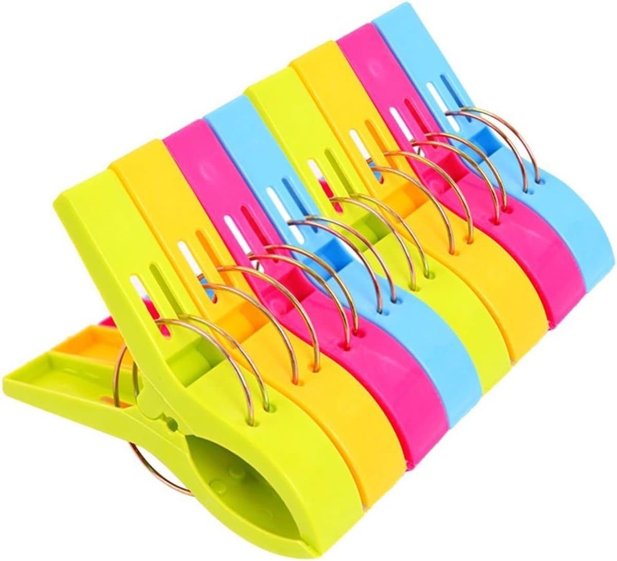 8 stuks - Wasknijpers - soft grip - handdoeken/badlakens knijpers - Strandhanddoek Clips - Strandclips - Handdoekclips voor Strandstoelen Cruise - Zware Kledingknijpers - Houd je Handdoek tegen de Wind - Meerkleurig — afbeelding 1