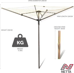 Draaibare Waslijn - Droogrek Buiten - Was Drogen - Grote Capaciteit - 45 Meter - Geel — thumbnail 3