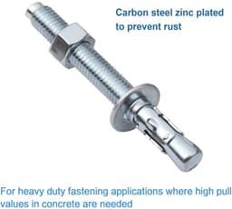 Wiganker Beton Bevestiging - Doorsteekanker Verzinkt - Zware Bevestigingen - Koppelgestuurd Uitgezette Anker - 1/4" x 2-1/4" 20 Stuks - Zink — thumbnail 2