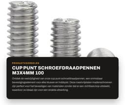 Dailygoods- Madenschroeven M3x4mm - 100 Stuks - Roestvrij Staal - Pinschroeven - Schroefdraadpennen - Schroefdraadgat — thumbnail 5