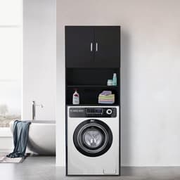 Washing machine cabinet tumble dryer conversion furniture 190 cm black — thumbnail 3
