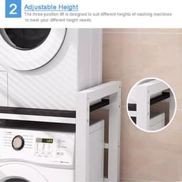 Waskast Boven Machine - Opbergrek - Ruimte Besparen - Verstelbare Hoogtes - 75 x 65 x 105 cm - Zwart Rood — thumbnail 3