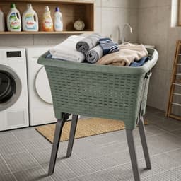Bathroom Solutions wasmand op poten - 2x - groen - 35 ltr - 60 x 40 x 28 cm - Wasgoedmanden — thumbnail 2