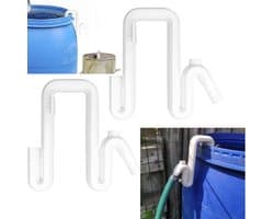 2 stuks Overloopslang voor regenwateremmer - afvoer zonder boren - afvoerbuisaansluiting - afvoerslang voor emmer - 16*4,9*16 cm - voor regenwateropslag in de tuin - wit