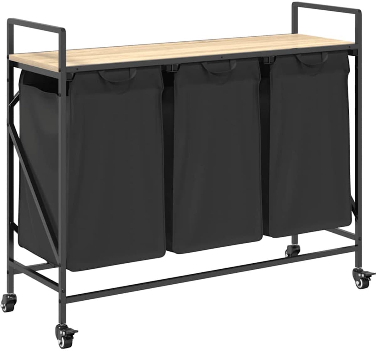vidaXL - Wasmand - 3 - vakken - met - planken - sonoma - eikenkleurig — afbeelding 1