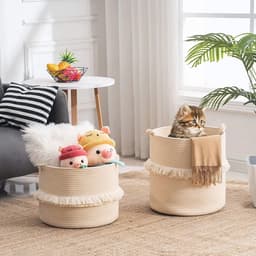 Opbergmand voor speelgoed en kleding - Grote geweven touwwasmand voor babykamer en woonkamer, 39,9 x 42,9 cm — thumbnail 5