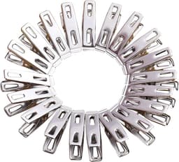 20 stuks - roestvrijstalen clips - huishoudwasknijpers, kleine clips voor het drogen van dekbedden - functionele en praktische clips - roestvrijstalen wasknijpers voor het drogen van sokken, ophangclips, wasknijpers voor zwaar gebruik, metalen clips — thumbnail 1