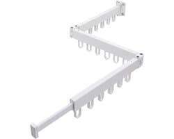 Uittrekbaar droogrek - wandmontage - multifunctioneel - 128 cm - wit - aluminium