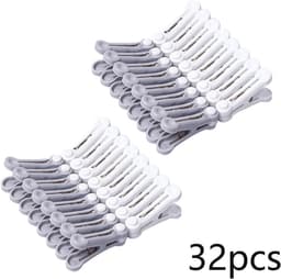 Wasknijpers 32 Stuks - Knijpers - Wasrek Knijpers -5 cm - Sporen verminderen - Grijs/Wit - Het drogen van sokken is niet geschikt voor zware spullen — thumbnail 3