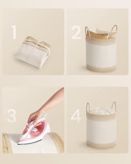 Wasmand 60 L Opbergbak met Deksel Katoenen Touw Handvat Trekkoord voor Kleding Dekens Woonkamer Slaapkamer 41 x 41 x 46 cm Kameelbruin RLH060K01 — thumbnail 5