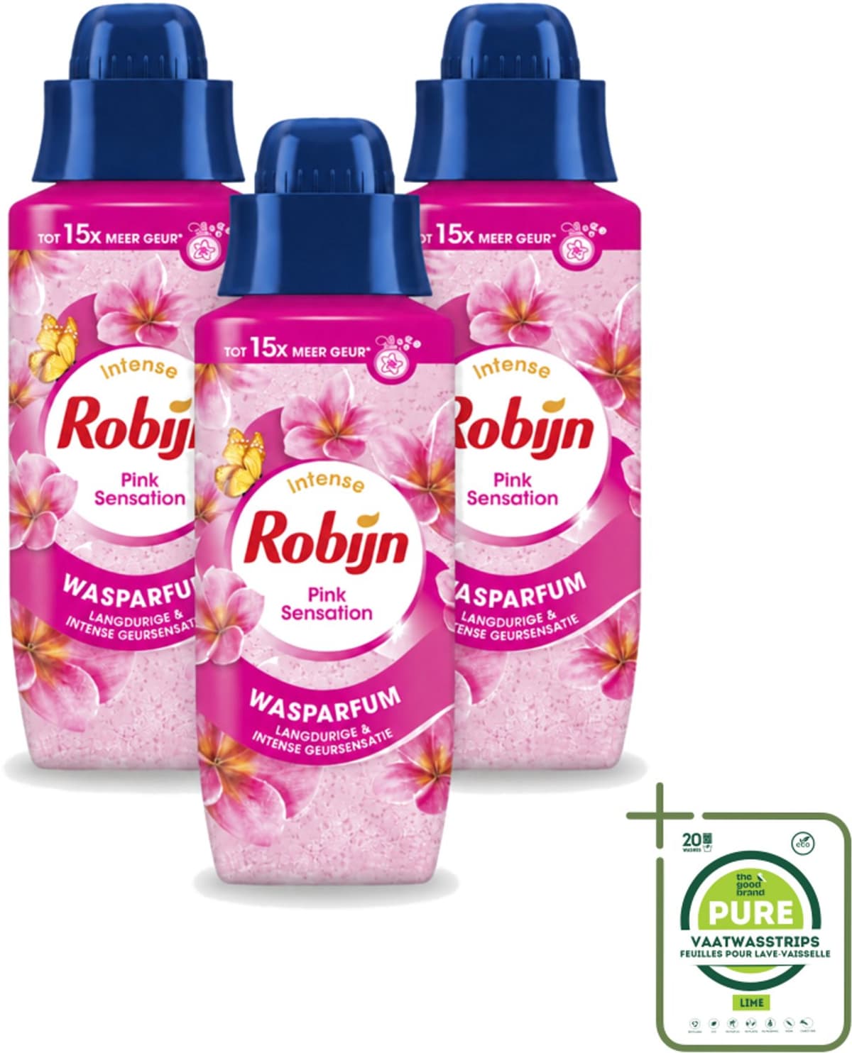 3 x Robijn – Wasparfum – Intense Pink Sensation – 342 ml - Grootverpakking - Wasparfum - Wasgeur - Geurboost - Wasmiddel - Wasgeur Intensief — afbeelding 1