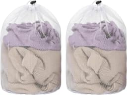 2 wasnet voor wasmachine, waszak 30 x 40 cm met fijnmazig net en trekkoord, waszak voor fijne was, beha, lingerie en kousen, waszak bescherming voor gevoelige kleding — thumbnail 1