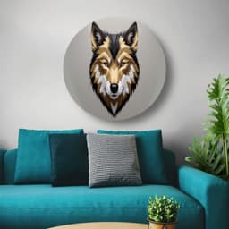Wolf muurcirkel, Animal wandcirkels, Rond schilderij Geometrisch, Muurdecoratie industrieel, Rond schilderij, Kunst muurcirkel forex 80x80 cm — thumbnail 4