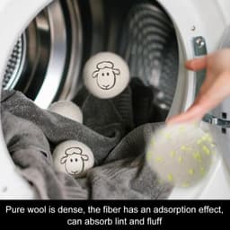 Wool Dryer Balls, vilten ballen voor droger, drogerballen van natuurlijke wol, 6 stuks drogerballen voor wasdroger, woldroger, wasdrogerballen, schapenwol, herbruikbaar, Ø 6 cm, wit — thumbnail 2