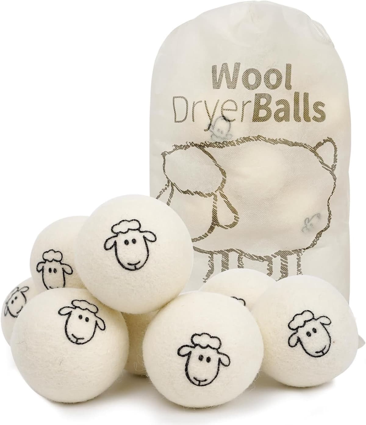 Drogerballen set van 6 - 100% schapenwol - alternatief voor wasverzachter - voor zachte en pluizige was - ServiceTopper — afbeelding 1