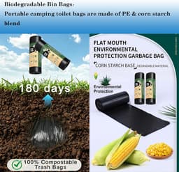 Toiletzakken, 40 stuks Commode Liner Zakken 30L 8 Gallon Waterdichte Verdikte Biologisch Afbreekbare Toilet Bin Liners voor Vissen bivvy, Camping Bin en Auto Draagbare Potty — thumbnail 3