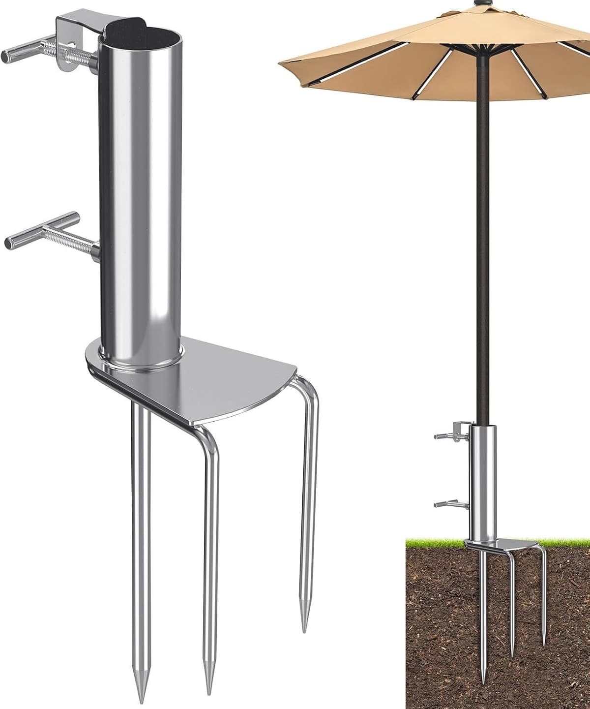 Parasolgrondanker - Stijl B - 3 Vorken - Robuust Metaal - Voor Tuin en Strand — afbeelding 1