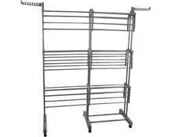 Droogrektoren - Uittrekbaar wasdroogrek - Kleding drogen - Opvouwbare vleugels - 75-132cm breed - Grijs