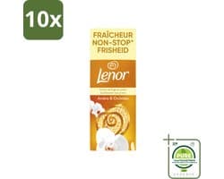 10 x Lenor – Geurbooster – Amber & Orchidee – 12 Wasbeurten – 155 g - Grootverpakking - Vaatwasstrips - Geurparels - Wasgeur - Luxegeur - Orchidee - Vanille
