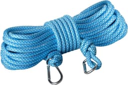Waslijn 15 m, 8 mm polypropyleen touw, sterk veelzijdig waslijn met zinklegering, karabijnhaak voor wasdroger tuin, camping, blauw — thumbnail 1
