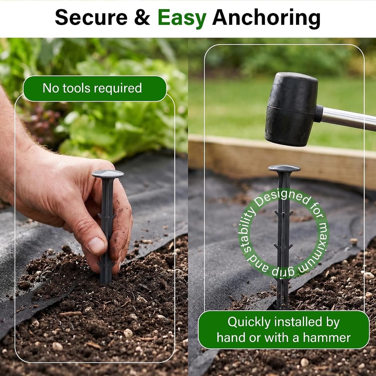 100 Ground Anchors van 15 cm - Sterke Grondpinnen voor Onkruidbestrijding, Tenten en Camping - UV-bestendig en Ribbelontwerp voor Betrouwbare Bevestiging — afbeelding 1