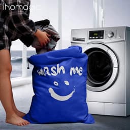 Grote Vouwbare Waszak 120L voor Vuile Kleding - Ideaal voor Thuis en Reizen - Duurzame Opbergoplossing in Donkerblauw — thumbnail 5