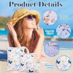 3 Stuks Waterdichte Opbergzakken met Rits – Wet Bag Set in 3 Maten – Herbruikbare Reiszakken voor Kleding, Zwemspullen & Babyartikelen — thumbnail 2