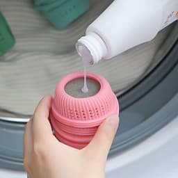 SnelShoppen - 4 Stuks Wasmachine Vloeistof Dispenser Ballen, Duurzame Stoffen Verzorgingsballen voor Kleding, Herbruikbaar en Veilig voor Wasmachine, — thumbnail 3
