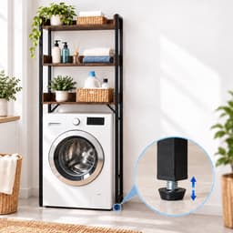 Wasmachine kast - 166x63x25 cm - bruin-zwart — thumbnail 4