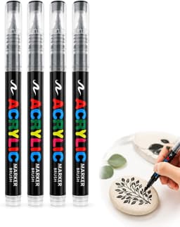 4 stuks textielverf, zwart, wasbare textielvilt, acrylstiften, textielmarkers, acrylstift, zwarte marker, geschikt voor T-shirts, stoffen tassen, kleding en textiel — thumbnail 5